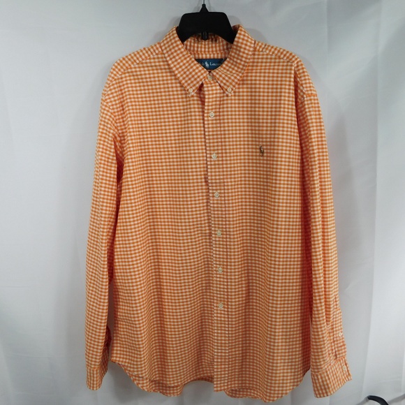 Ralph Lauren Other - Ralph Lauren Orange White Gingham Button Down